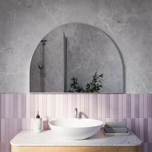 Lustro Semi Round w Srebrnej Ramie 80 x 40 cm
