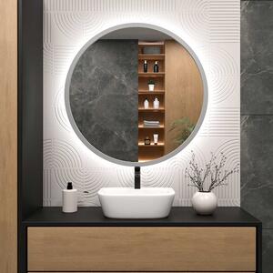Lustro Cornice LED Rama Srebrna 50 cm Zimna