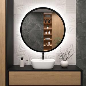 Lustro Cornice LED Rama Czarna 50 cm Neutralna