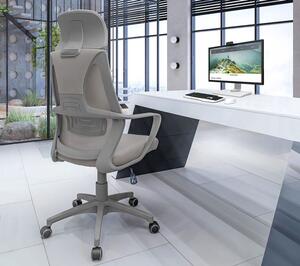 Szare nowoczesne ergonomiczne krzesło obrotowe - Uris