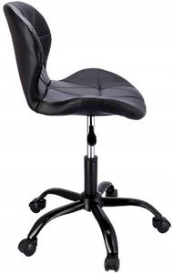Czarne tapicerowane skórą ekologiczną krzesło obrotowe - Igos 4X