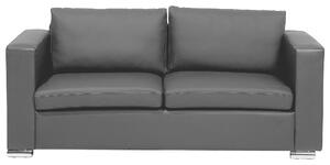 Sofa 3-osobowa czarna skórzana srebrne metalowe nóżki grube poduchy Helsinki Beliani