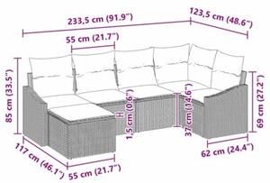 Zestaw Mebli Ogrodowych Komplet Wypoczynkowy Z Poduszkami 6-Częściowy Szary Rattan Na Taras Balkon Ogród