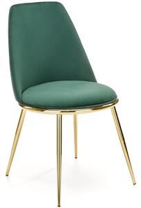 Tapicerowane krzesło do jadalni welur K460 - ciemny zielony