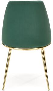 Tapicerowane krzesło do jadalni welur K460 - ciemny zielony