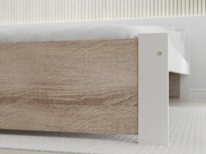 Łóżko IKAROS 140 x 200 cm, białe/dąb sonoma Stelaż: Ze stelażem listwowym rolowanym, Materac: Bez materaca