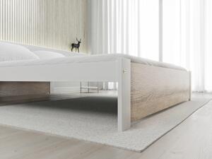 Łóżko IKAROS 140 x 200 cm, białe/dąb sonoma Stelaż: Ze stelażem listwowym elastycznym, Materac: Bez materaca