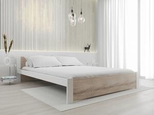 Łóżko IKAROS 140 x 200 cm, białe/dąb sonoma Stelaż: Bez stelaża, Materac: Bez materaca