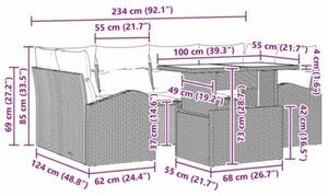 Zestaw Mebli Ogrodowych Komplet Wypoczynkowy Z Poduszkami 7-Częściowy Brązowy Rattan Na Taras Balkon Ogród
