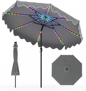 Parasol ogrodowy KOMFOTTEU, 280 cm, 104 diody LED, regulowany kt nachylenia, metalowa konstrukcja, ochrona przed promieniowaniem UV, mechanizm rozkadania za pomoc korby, idealny na taras i do ogrodu