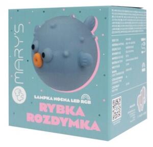 Lampka nocna dla dzieci bezprzewodowa RGBW niebieska rybka rozdymka LED 1.36W Mary's