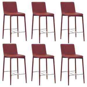 Krzesła barowe, 6 szt., kolor czerwonego wina, sztuczna skóra