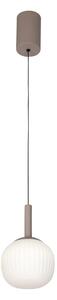 MONTES lampa wisząca biały ryflowany klosz LED 6W CCT wykończenie jasny brąz PND-02217-1-BRO