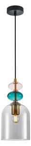 BUSCO lampa wisząca klosz szary 14cm ozdoba szklana różowa zielona 1xE27 PND-30263-1B-BRO-SG