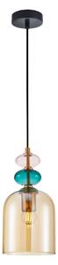 BUSCO lampa wisząca klosz amber 14cm ozdoba szklana różowa zielona 1xE27 PND-30263-1B-BRO-AMB