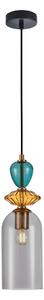 BUSCO lampa wisząca klosz szary 12cm ozdoba szklana amber zielona 1xE27 PND-30263-1C-BRO-SG