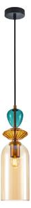 BUSCO lampa wisząca klosz amber 12cm ozdoba szklana amber zielona 1xE27 PND-30263-1C-BRO-AMB