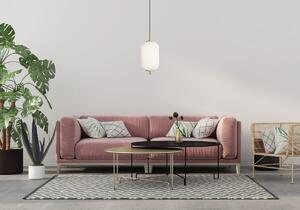 OLMETO lampa wisząca klosz owalny biały ryflowany 1xE27 wykończenie czarno-złote PND-28798-1-GD-WH