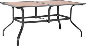 SucceBuy stó na patio stó ogrodowy stó balkonowy (1505 x 960 x 725 mm) wykonany ze stali wglowej i pyty DPC, stó jadalniany na patio, taras, ogród lub werand, wodoodporny, z otworem na parasol 35 mm, nono do 68,04 kg