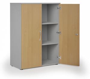 Szafa biurowa z drzwiami KOMBI, 2 półki, 1129x800x400 mm, szary / buk