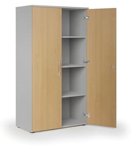 Szafa biurowa z drzwiami PRIMO KOMBI, 3 półki, 1497 x 800 x 400 mm, dąb naturalny / biały