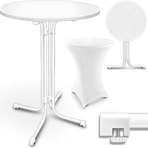 Stó barowy tillvex® Gastro skadany zestaw 2 - Ø60cm biay | stó bistro WYKOCZONY MONTAEM | stó skadany okrgy - stó imprezowy odporny na warunki atmosferyczne | stó ogrodowy wewntrzny i zewntrzny