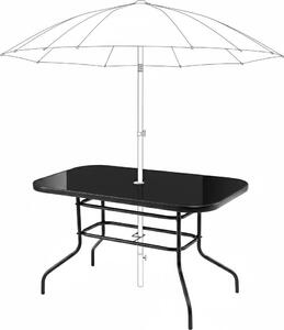 Duy szklany stó ogrodowy na taras balkon 120x70 czarny otwór na parasol