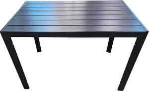 Plastikowy stó ogrodowy - 110x70x73cm - Czarny - Aluminiowa rama - Blat WPC - Odporny na warunki atmosferyczne - Na balkon, taras i do ogrodu - Prostoktny