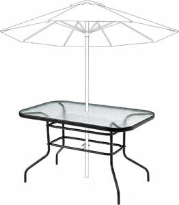 Duy szklany stó ogrodowy na taras balkon 120x70 transparentny otwór na parasol
