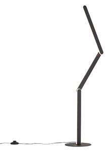 Designerska lampa podłogowa czarna z wbudowaną diodą LED z 3-stopniową regulacją ściemniania - Gate