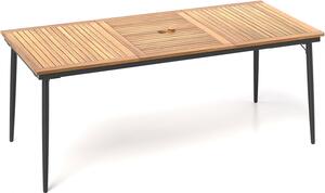 Stó ogrodowy KOMFOTTEU z otworem na parasol, stó jadalniany z drewna akacjowego, drewniany stó dla 8 osób, stó patio 200 x 90 x 75 cm, do uytku na zewntrz, w ogrodzie, na patio