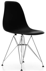 MebleMWM Nowoczesne krzesło EAMES EM01 czarne, nogi srebrny chrom