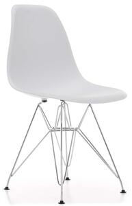 MebleMWM Nowoczesne krzesło EAMES EM01 białe, nogi srebrny chrom