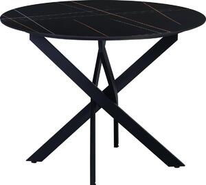 Happyment Okrge stoy do jadalni – dla 4 osób – stó ogrodowy i stó do jadalni – wygld marmuru – spiekane kamienie – czarny – 100 x 100 x 76 cm – nadaje si równie do uytku na zewntrz