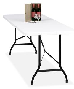 Stó ogrodowy Relaxdays, skadany, wymiary: 75 x 220 x 68 cm, tworzywo sztuczne, stal, stó skadany odporny na warunki atmosferyczne, stó ogrodowy, biay