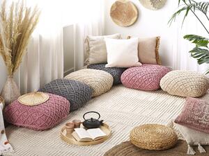 Poduszka podłogowa puf kwadratowa podnóżek bawełniana różowa Berrechid Beliani
