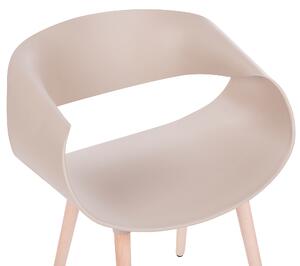 Zestaw 2 krzeseł tworzywo sztuczne drewniane nogi beżowy Charlotte Beliani