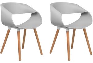 Zestaw 2 krzeseł tworzywo sztuczne drewniane nogi szary Charlotte Beliani