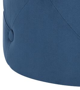 Puf ciemnoniebieski welurowy okrągły ozdobne pikowanie guziki 40 x 40 cm Corolla Beliani