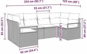 Zestaw Mebli Ogrodowych Komplet Wypoczynkowy Z Poduszkami 6-Częściowy Beżowy Rattan Na Taras Balkon Ogród
