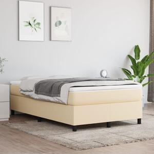 Łóżko kontynentalne, kremowe, tapicerowane tkaniną, 120x200 cm