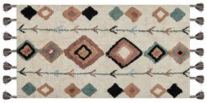 Dywan bawełniany z frędzlami wzór w romby 80 x 150 cm wielokolorowy Eskisehir Beliani