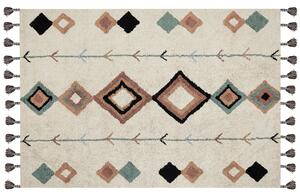 Dywan bawełniany z frędzlami wzór w romby 160 x 230 cm wielokolorowy Eskisehir Beliani