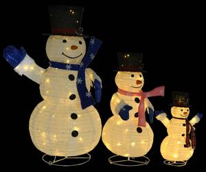 Dekoracja świąteczna LED, rodzina bałwanków, luksusowa tkanina