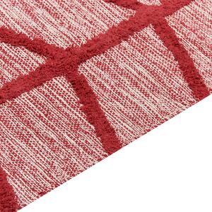 Dywan bawełniany wzór geometryczny 140 x 200 cm czerwony Sivas Beliani