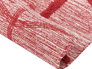 Dywan bawełniany wzór geometryczny 140 x 200 cm czerwony Sivas Beliani