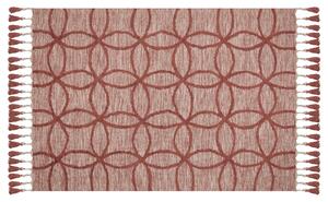 Dywan bawełniany wzór geometryczny 140 x 200 cm czerwony Kirsehir Beliani