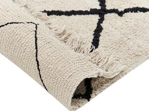 Dywan bawełniany tuftowany geometryczny frędzle160x230cm beżowo-czarny Eldes Beliani