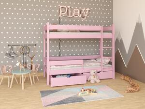 Łóżko piętrowe 2-os. REJA - minimalizm Montessori, rozdzielane na dwa łóżka - Różowy