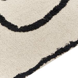 Dywan bawełniany tuftowany ze wzorem art line 80 x 150 cm beżowy Konur Beliani